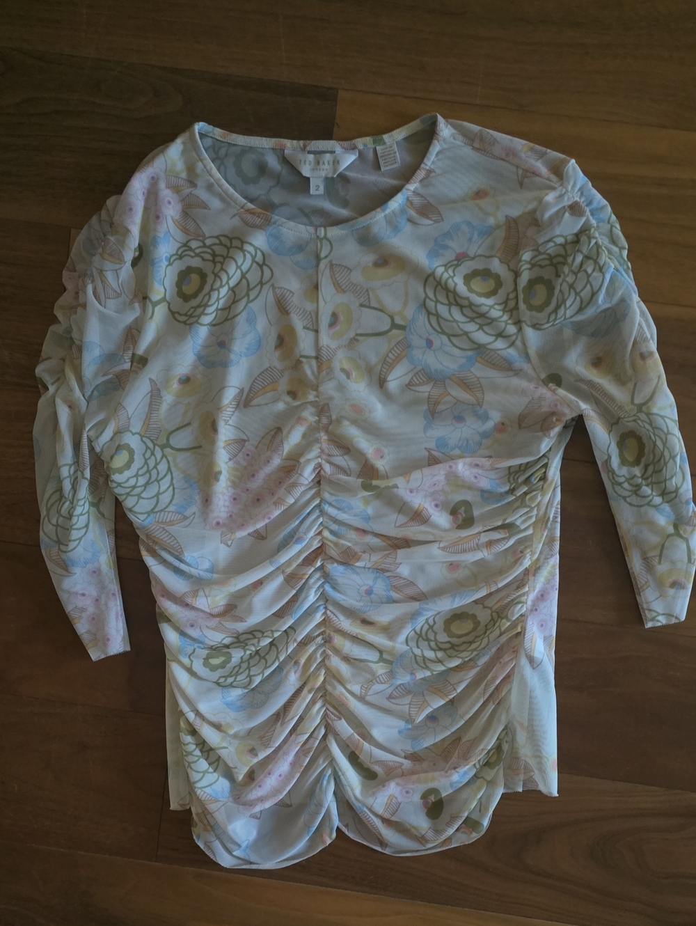 Ted Baker Floral Scoop Neck Top - Cream with Pastel Accents